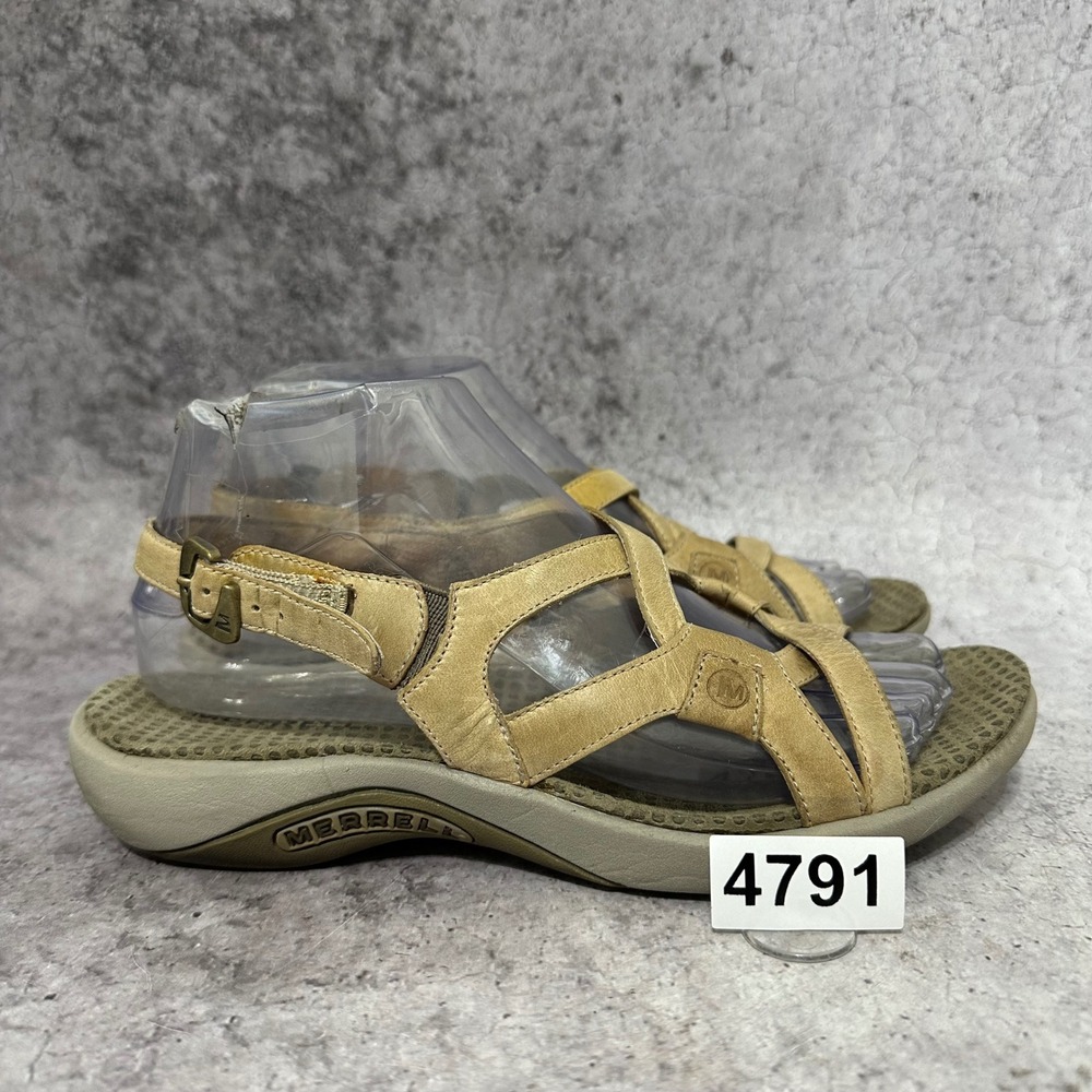 Merrell Agave Sport Sandals Womens 7 Tan Leather Strappy Buckle Comfort Outdoor